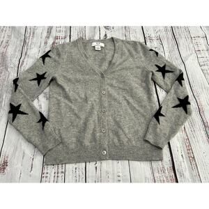 Magaschoni Women's Gray Star 100% Cashmere Button‎ Down Cardigan Sweater Size M